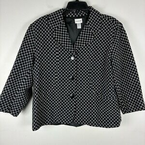 Chicos Short Jacket Womans sz 3 / XL Black Wool Blend Work Blazer